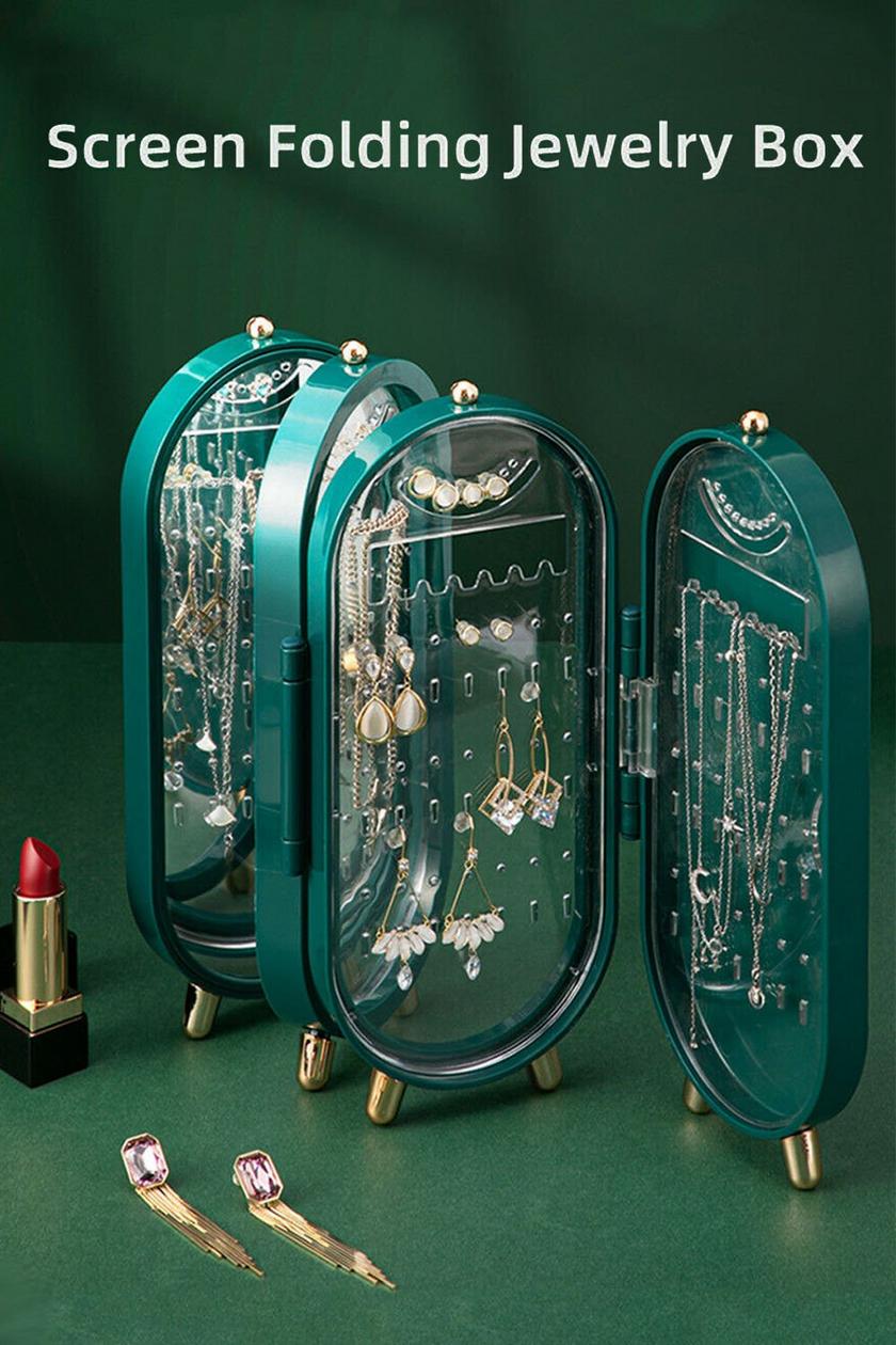 Screen Folding Jewelry Box | Jewelry Cabinet Organizer With Mirror