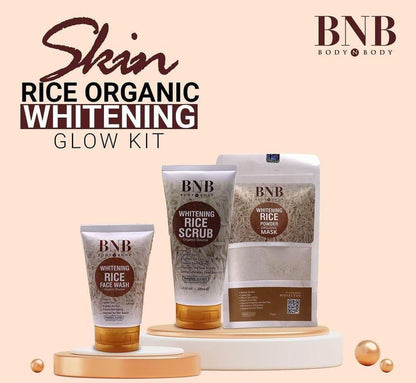 BNB Rice Extract Bright & Glow Kit ( Rice Face Wash + Rice Scrub + Rice Mask )